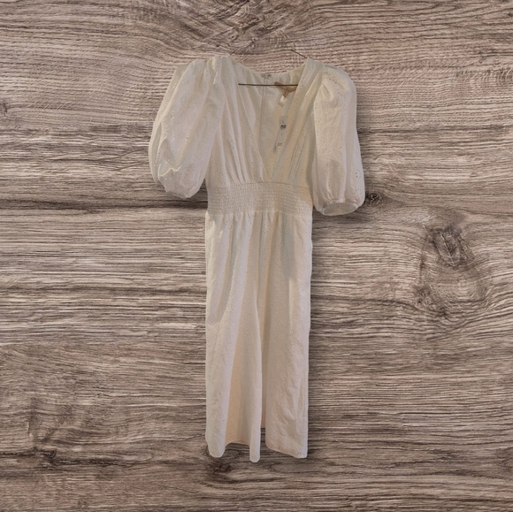 New Anthropologie Hutch Smocked-Waist Eyelet White Jumpsuit Size Small - Picture 5 of 7